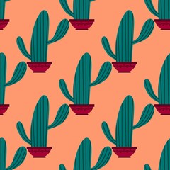 Floral seamless cactus pattern for fabrics and textiles and packaging and gifts and cards and linens and kids