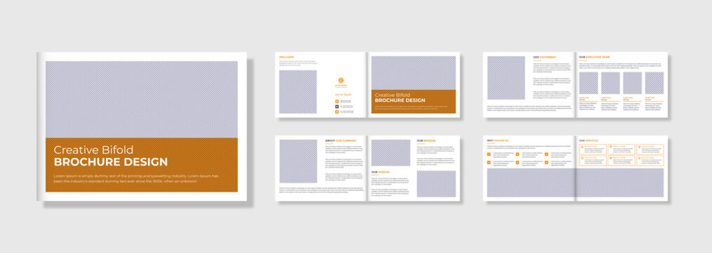 Multipage corporate business modern landscape bifold company profile brochure template design
