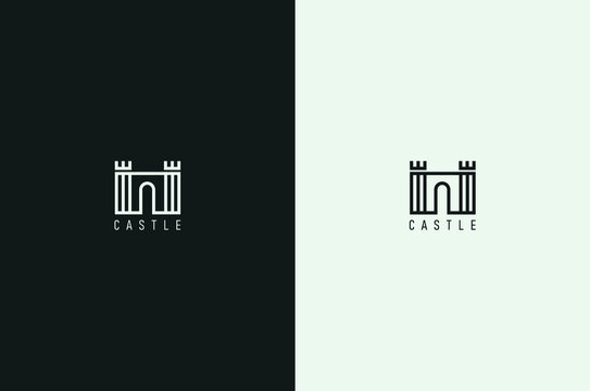 Minimal Castle Logo Design Line Art