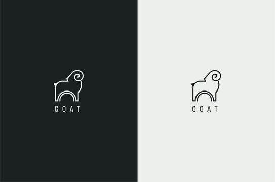 line art creative minimal logo of a Goat
