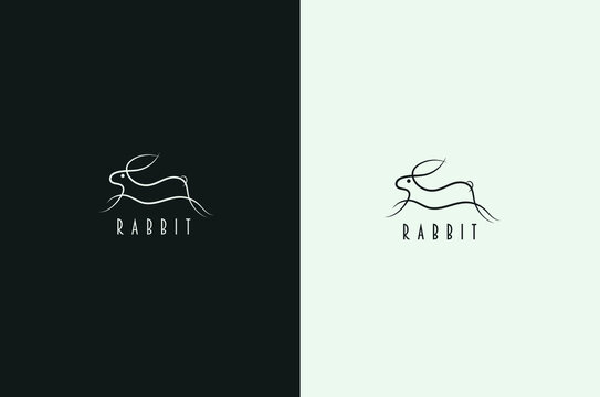 Minimal Rabbits Bunny Hare logo design line art