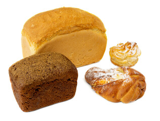 Loaf of black bread isolated on white