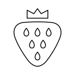 シンプルないちごのアイコン　モノクロ　イラスト　線画　素材
