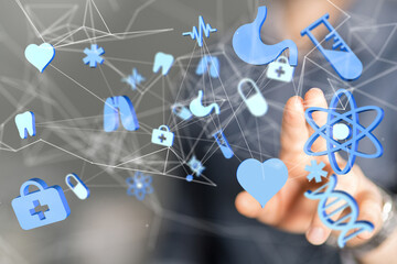  Ui icon medical in hospital with medical technology network concept