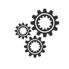 illustration of a set of gear icons on a white background. For companies repairing machines, construction. Printing on paper, textiles.
