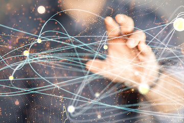 Global network. Blockchain. 3D illustration. Neural networks and artificial intelligence. Abstract