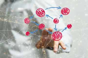 Abstract technology group and data 3d