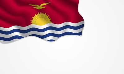 Kiribati flag waving illustration with copy space on isolated background