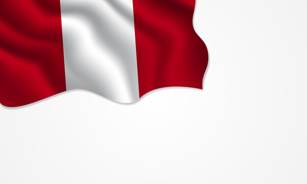 Peru flag waving illustration with copy space on isolated background
