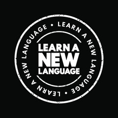 Learn A New Language text stamp, concept background