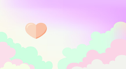 Obraz na płótnie Canvas heart paper art style with pastel sky background vector illustration