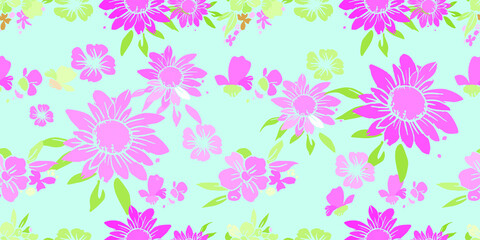 Fototapeta na wymiar Seamless pattern material abstract flower. wallpaper vintage design background