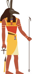 Set Ancient Egyptian God Cartoon Illustration