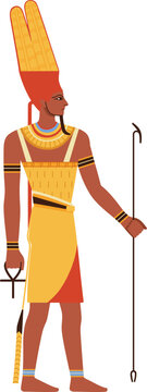 Amun Ancient Egyptian God Cartoon Illustration