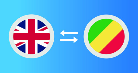 round icons with United Kingdom and Congo flag exchange rate concept graphic element Illustration template design
