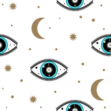 Evil Eye Seamless Textile Fabric Swatch Pattern Abstract Sign Design