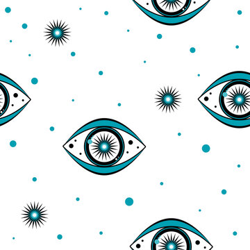Evil Eye Seamless Textile Fabric Swatch Pattern Abstract Sign Design