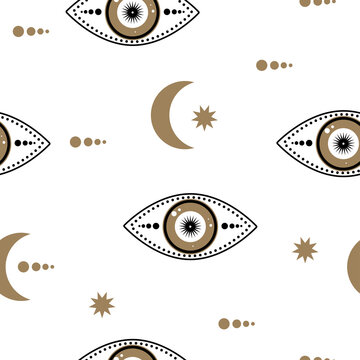 Evil Eye Seamless Textile Fabric Swatch Pattern Abstract Sign Design