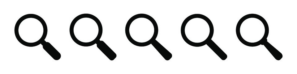 Search icon. Magnifying glass icon, vector magnifier or loupe sign.