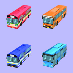 thai bus difference type, color bird eye view. vector illustration eps10. © kisada