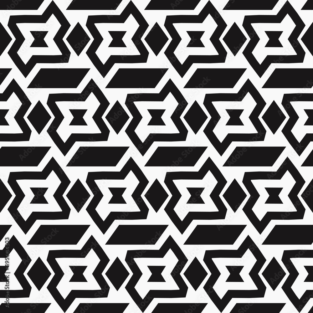 Poster Design of angular identical black shapes. Vector.