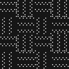 White dots on a black background. A simple pattern of identical dots.