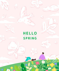 Spring template with beautiful flower. Vector illustration 