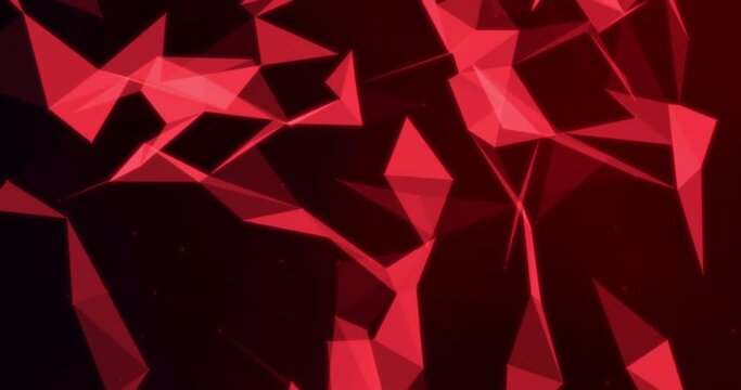 Abstract light black dark red polygon geometric motion graphics illustration background digital futuristic innovation professional business presentation wallpaper with pyramid triangle pattern