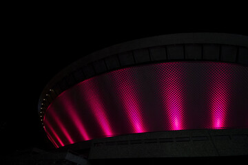 Katowice Stadion at night miejski w katowicach arena illuminated pink minimal architecture modern poland polish europe travel 