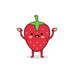 Cute strawberry cartoon character spreading love