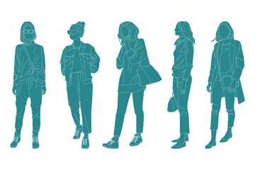 Vector illustration of casual women bundle