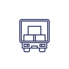 truck with boxes line icon, back view