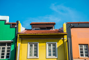 Fototapeta na wymiar Singapore old town : Sino-Portuguese Architecture buildings. This architectural style is European mixed with Chinese modern
