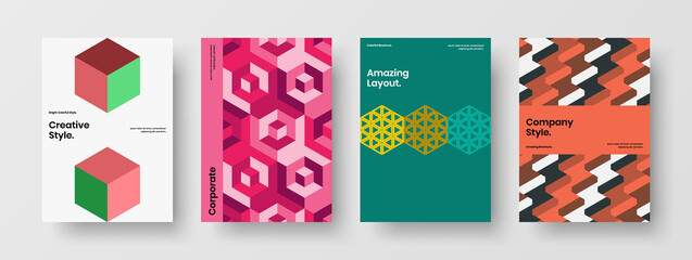 Fototapeta premium Creative brochure design vector concept bundle. Unique geometric shapes company identity layout collection.