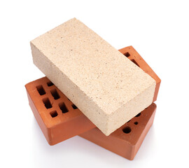 Cement brick isolated at white background. Construction brick
