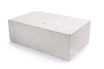Aerated concrete block isolated at white background. Construction brick - 495090732
