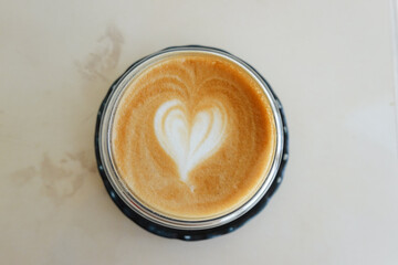 Latte Art , Heart shape on milk foam