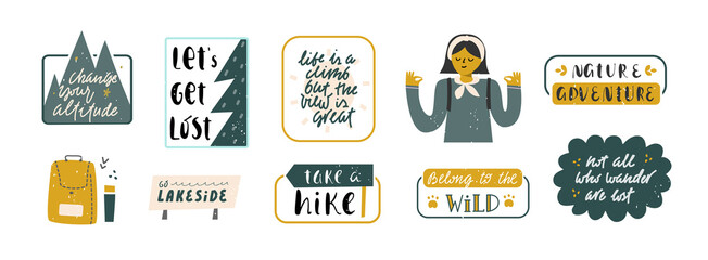 Collection of hiking handwritten quotes