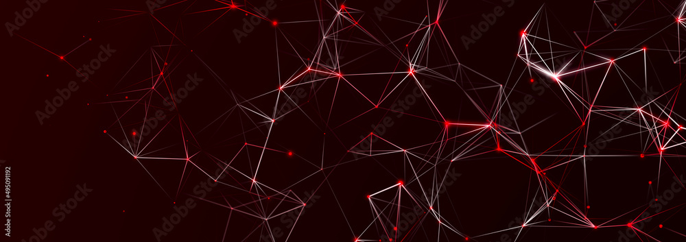 Poster polygonal background with dots and lines. network connection structure. science and technology. 3d