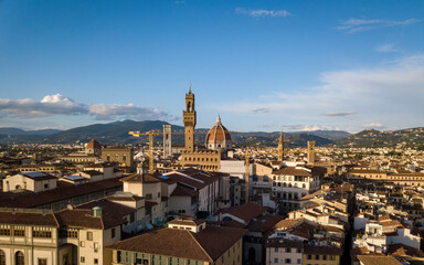 Fototapeta na wymiar Florence town and cathedral from above. Aerial drone photo, Florence, Italy