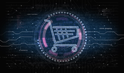Shopping cart icon online commerce and business symbol digital concept 3d illustration
