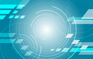 Obraz premium Abstract blue green Geometric Shapes. Connection And Web Concept. Digital, Communication And Technology Network Background With Moving Lines And Dots.