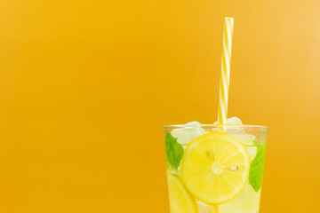 Fresh and chilled lemon drink in a glass
