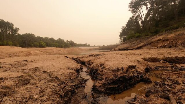 extreme drought at the Rio da Mula dam in Serra de Sintra