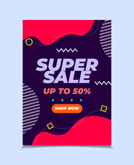 Flat abstract sales poster template