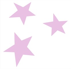 Obraz premium Vector illustration with three pink stars on a white background. Cute doodle, sticker in a childish cartoon style. Print, romantic holiday card. Emoji sign. Symbol of success emoticon design clip-art.