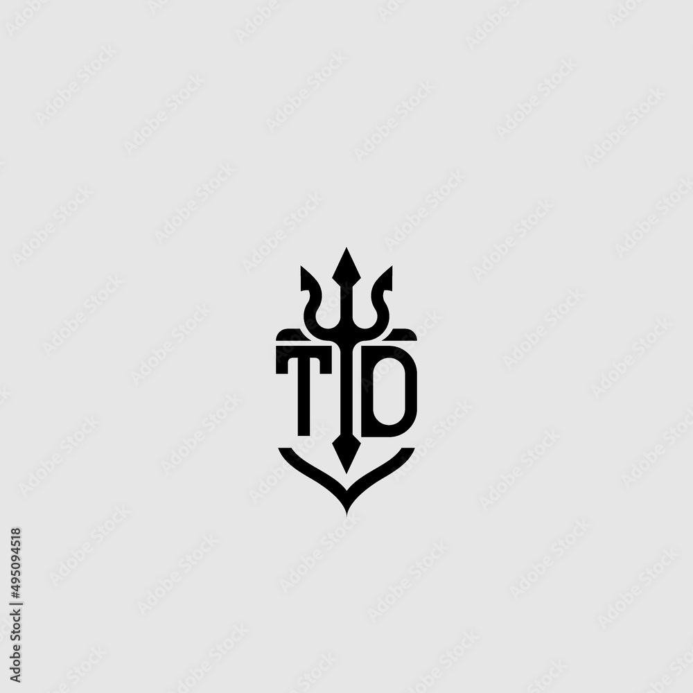 Canvas Prints td trident ocean retro initial logo concept