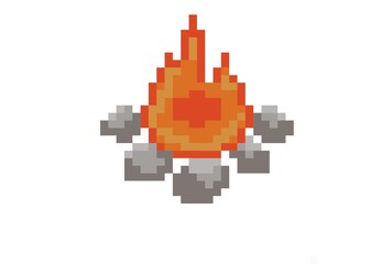Obraz premium Pixel bonfire with stones