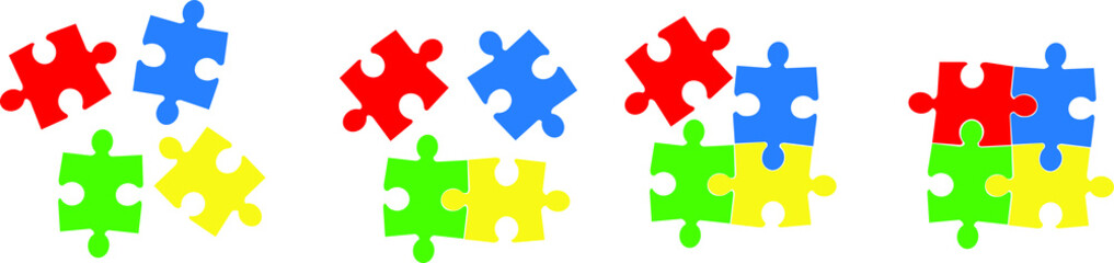 Puzzle icon set design. Puzzle symbol collection icon. Jigsaw puzzle or autism puzzle piece symbo.Vector illustration.