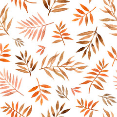 watercolor autumn leaves. hand painting seamless pattern - 495095319